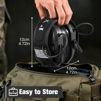 PYBBO NRR 23dB Shooting Earmuff with Gel Ear Pads, Slim Active Noise Reduction & Sound Amplification for Gun Range, Hunting - Black