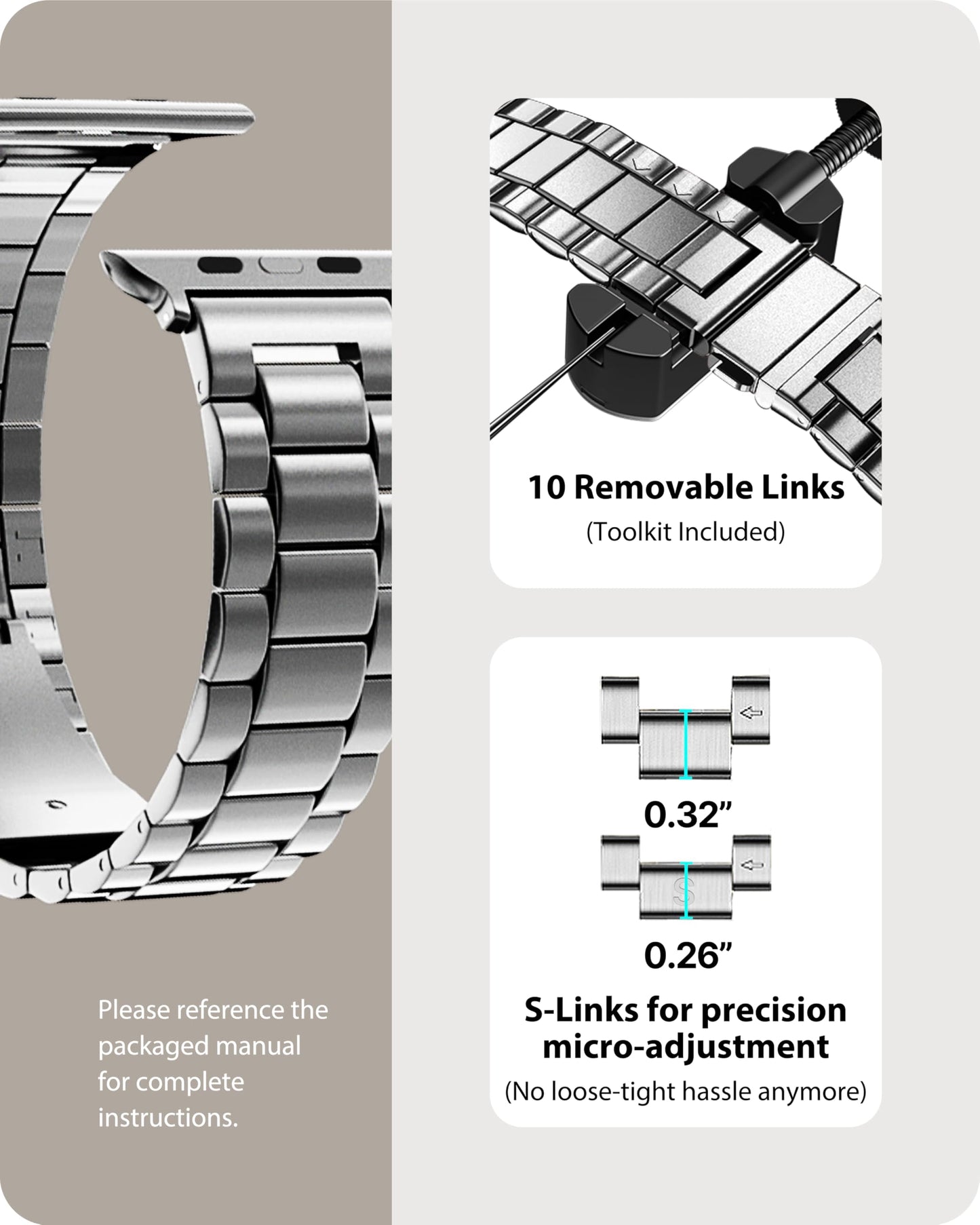 Fullmosa Metal Band Compatible with Apple Watch Bands 45mm 44mm 42mm 46mm 49mm 41mm 40mm 38mm, iWatch Band with Case for Apple Watch Series 11 10 9 8 7 6 5 4 3 2 1 SE3/2/1 Ultra3/2/1 , 42mm 44mm 45mm, Silver