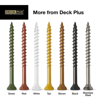 Deck Plus 3 Inch Epoxy Coated Exterior Wood and Fence Screws #10 x 3 Torx/Star Drive Included Coarse Thread, Outdoor Rust Resistant Decking Screw, Tan, 5 lb Box, 310 Pieces | 48419