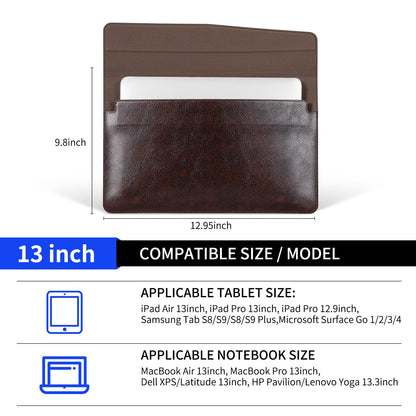 CPNVWA 13 Inch Leather Laptop Sleeve for MacBook Neo (Apple A18 Pro) & MacBook Air 13 Inch M5 M4 M3 M2 M1 & MacBook Pro 13 Inch M2 M1,Protective Case Cover with Magnetic Closure,Vintage Mocha Brown