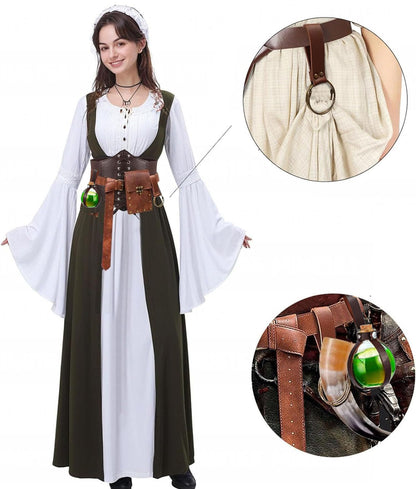 SUMGOGO Renaissance Belt Pouch Waist Phone Bag Potion Bottle Skirt Hike Hook Corset Retro Medieval Festival Costume Accessories (Brown, M-Waist/31.5"-38")