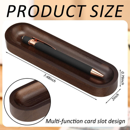 Chunful Set of 2 Black Walnut Pen Tray Wood Pen Holder Wooden Pencil Holder for Desk Multiple Use Desk Writing Stationary Organizer Office School Supplies Storage