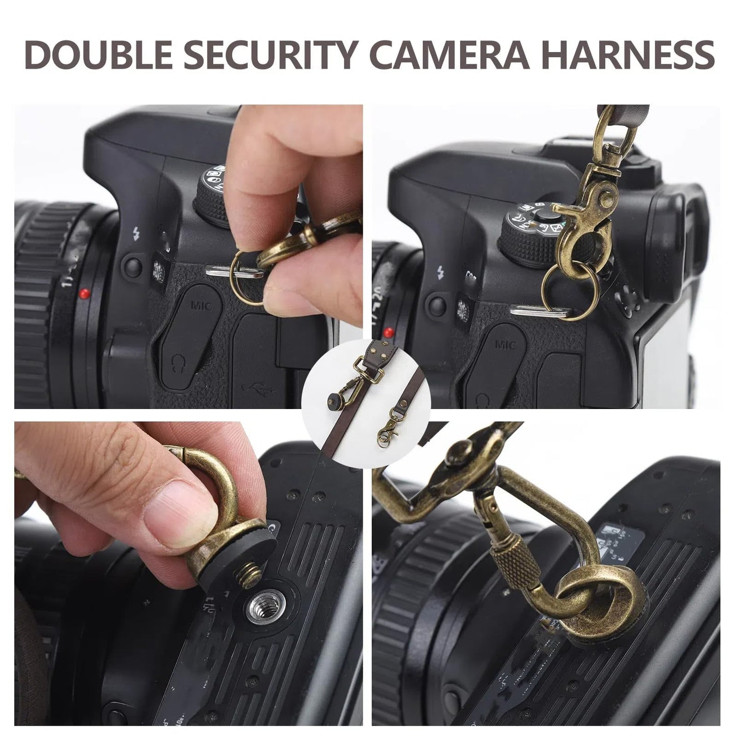 4J LEDR Dual Camera Harness Strap for Two-Cameras,Dual Shoulder Full Grain Leather Harness,Multi Double Camera Gear for DSLR/SLR Strap,Double Camera Harness for Photographers,Small Size,Brown