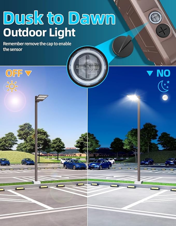 10PCS LED Parking Lot Lights 320W 250W 200W, LED Shoebox Light 5700K 5000K 4500K Arm&Slip Fit Mount, DLC Listed Outdoor Pole Light with Photocell, IP65 Commercial Street Area Flood Lighting 100-277V