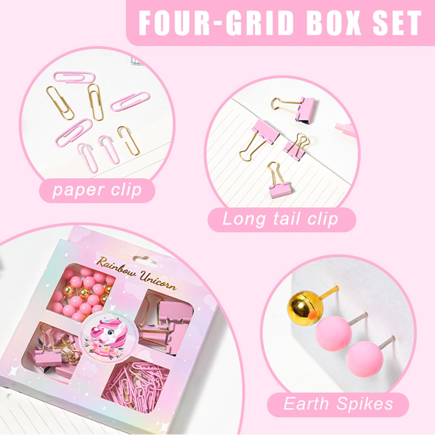 COMFYROOM Pink Desk Accessories with Pen Holder, Pink Office Supplies Desk Organizers and Accessories for women, Tape Dispenser, Stapler, Staple Remover, Staples, Clips Set, Ruler, Scissor, Pen, Tape