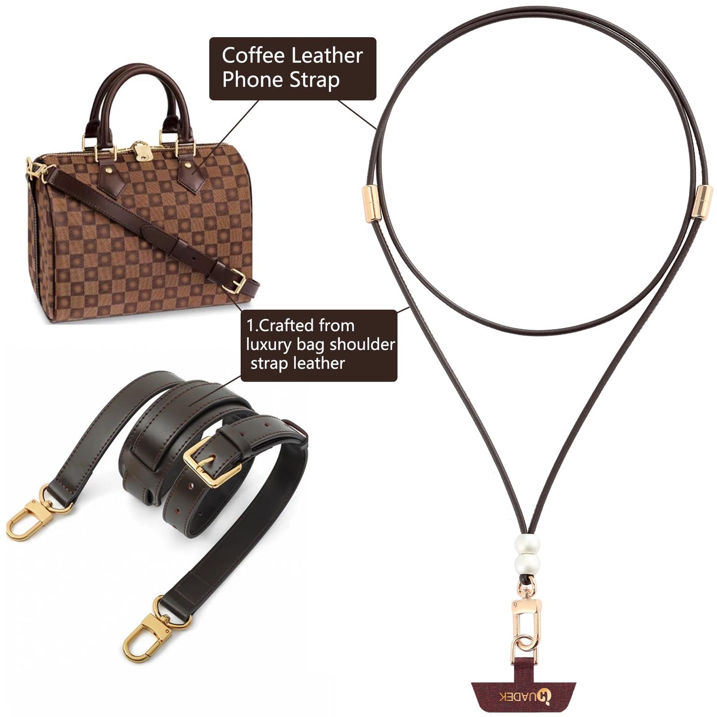 HUADEK 2-in-1 Utility Lanyard phone strap wrist strap-Leather