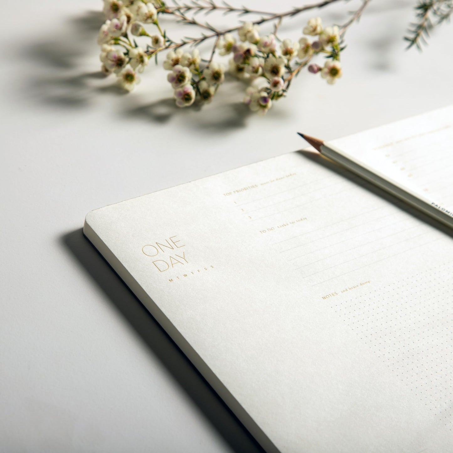 Pinesman - One Day, Elegant Daily Desk Planner, Gold Foiled, Minimalist Productivity Planner Pad, Time Blocking Hourly Schedule, To Do List Notepad, A4, 52 Pages, FSC™ Certified