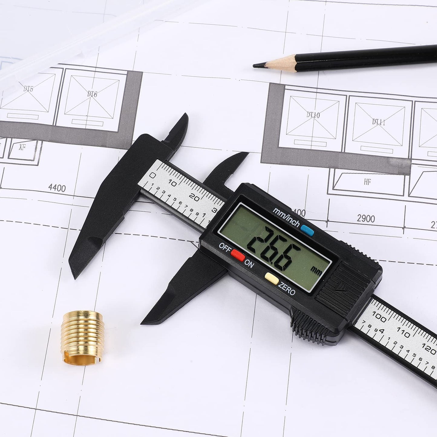 Simhevn Electronic Digital Calipers, inch and Millimeter Conversion,LCD Screen displays 0-6" Caliper Measuring Tool, Automatic Shutdown, Suitable for DIY/Jewelry Measurement (New150mm Black Plastic)