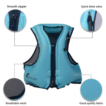OMOUBOI Inflatable Snorkel Vest Kayak Inflatable Buoyancy Vest for Adults Snorkel Jackets for Swimming Snorkeling Paddling Boating Water Sports Beginner Adults-Only 105-220 lbs