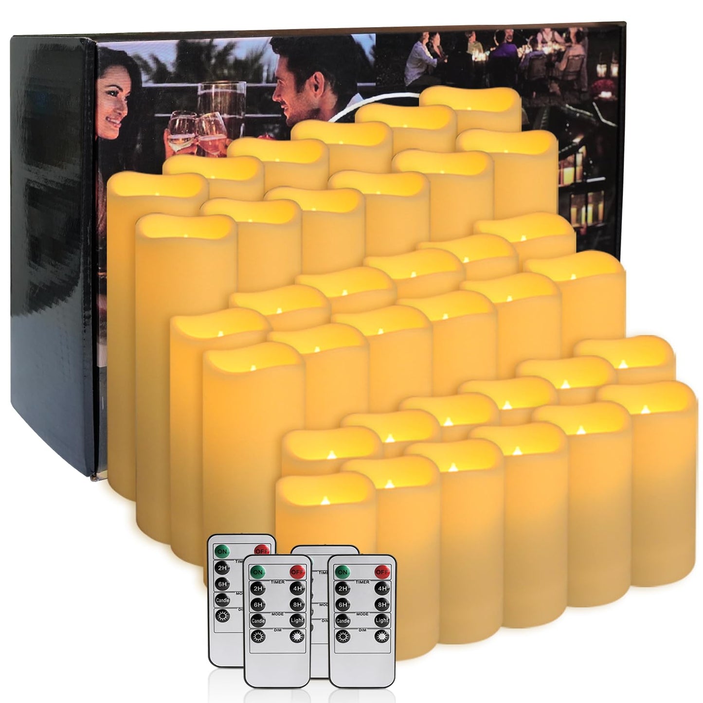 fclayvts 36-Pack LED Flameless Candles with Remote Control - Perfect for Home, Parties, and Special Occasions - Create a Magical Ambiance Effortlessly(Three Sizes)