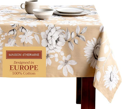 Maison d' Hermine Table Cloth Rectangle Table 100% Cotton 60 x 90 Inches Fall Tablecloth Reusable Everyday Use for Thanksgiving Christmas Decorations Dining Farmhouse Party (Pretty Autumn)