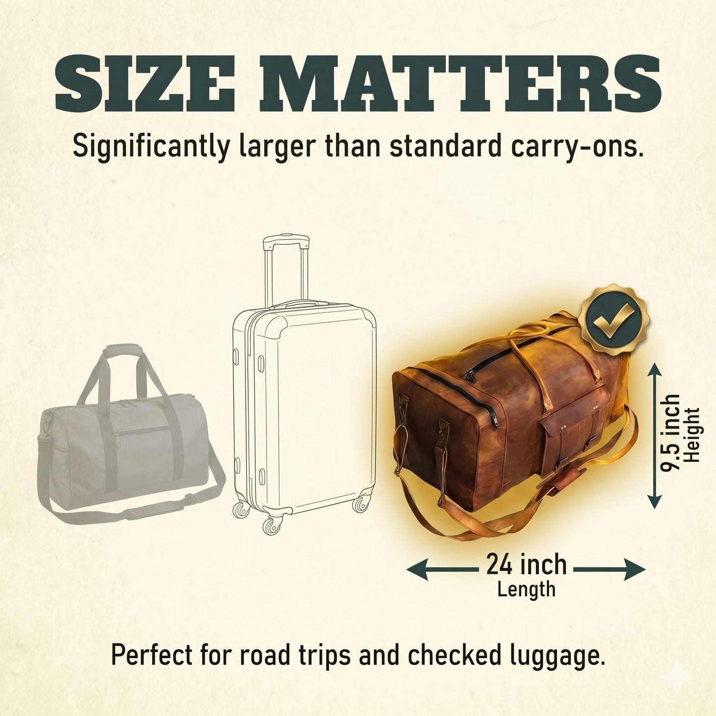 Leather 24 Inch Luggage Handmade Duffel Bag Carryall Weekender Travel Overnight Gym Sports Carry On Duffel Bag For Men And Women