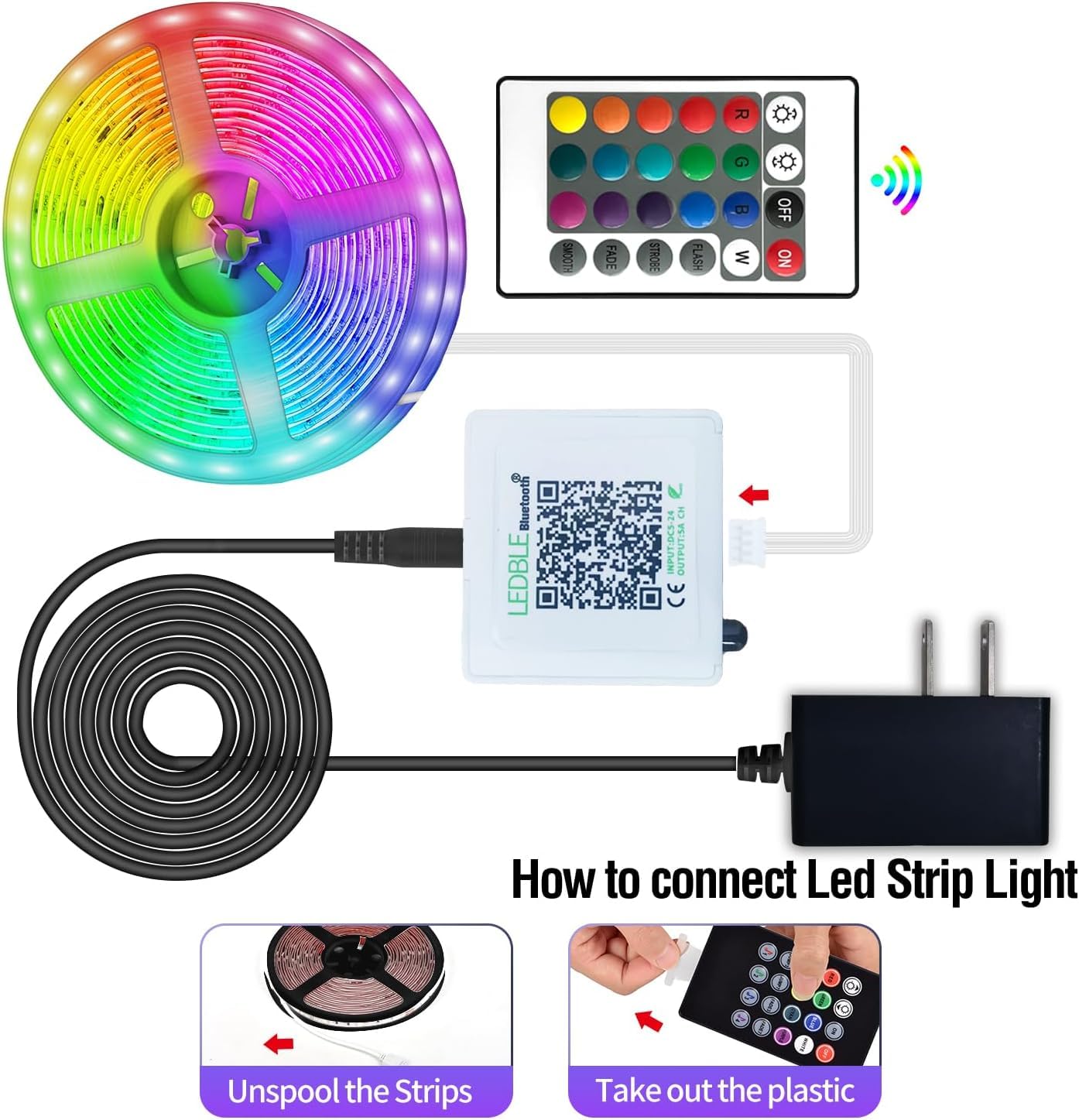 Led Strip Lights,20ft Led Light Strips Music Sync Color Changing RGB Led Strip Built-in Mic,Bluetooth App Control LED Rope Lights with Remote,5050 RGB Led Lights for Bedroom,Home,TV,Party,Christmas