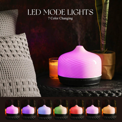 Porseme 500ml Essential Oil Diffuser, Aroma Ultrasonic Humidifier with Remote Control, BPA Free, Auto Shut-Off, Timer Setting for Large Room Sleeping Yoga