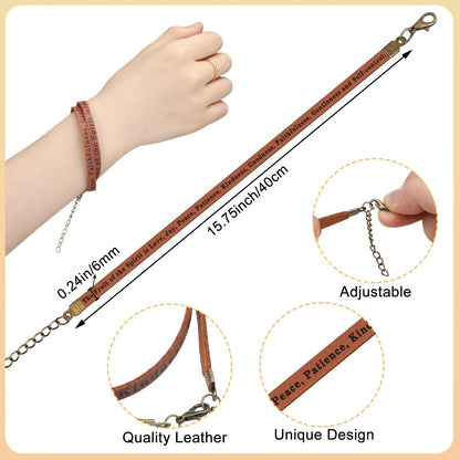 Ferreve 12 Pcs Fruit of the Spirit Wrap Leather Bracelets Adjustable Christian Bracelets Bible Verse Gifts for Church Men Women Sunday School Party Favors