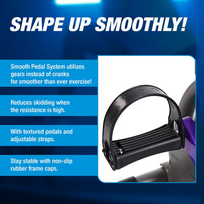 Stamina Mini Exercise Bike with Smooth Pedal System - Portable Pedal Exerciser - Cardio Equipment Fitness Bike - Stationary Bike for Home Workout - Purple