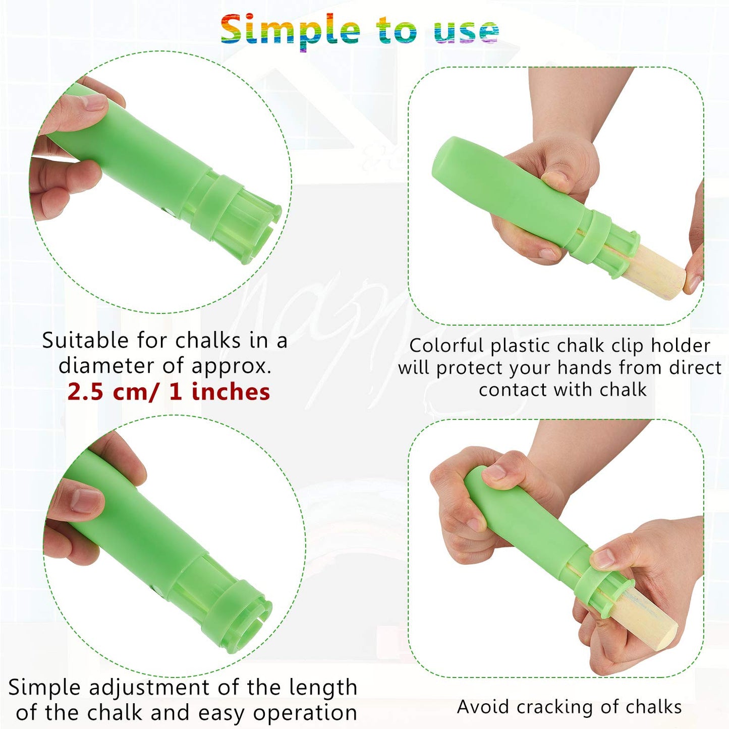 Outus 10 Pieces Sidewalk Chalk Holders Railroad Chalk Holder Jumbo Plastic Adjustable Clip for Kids Teachers Students Back to School Office Classroom