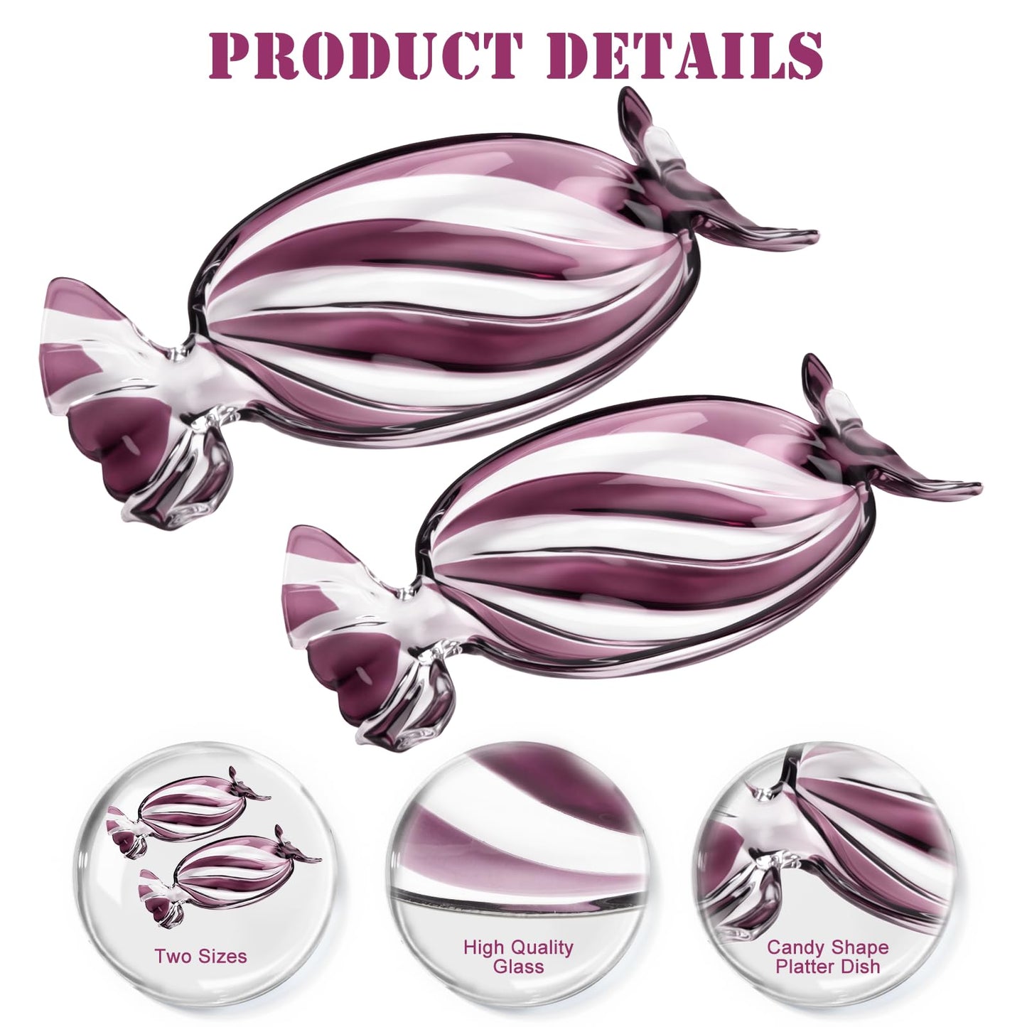 SHOWLOUE Christmas Platter Dish, Glass Candy Platter Serving Dessert Plates Christmas Dinnerware Tray Decorative Plates for Xmas Holiday Party Favor, Dark Purple, Small