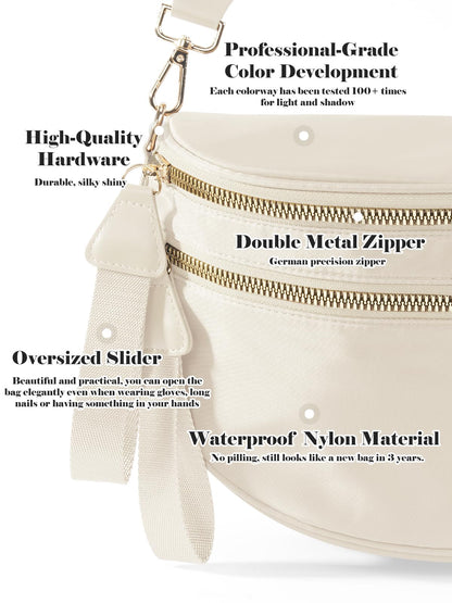 Pure Colour Crossbody Bag Bum Bag for Women,Spacious Purse Fanny Packs Belt Bag,Oversized Bum Bag (Colour Bum Bag-Beige)