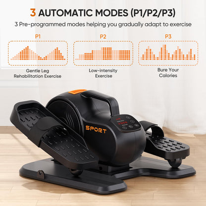 Dripex Under Desk Elliptical Machine, 3-in-1 Electric Seated Pedal Exerciser, Portable Leg Exerciser While Sitting for Seniors with Remote, 16 Adjustable Speed & Resistance, Fully Assembled