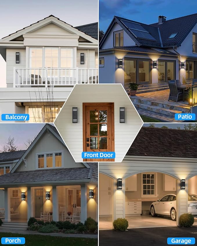 Motion Sensor Outdoor Lights, Modern Outdoor Wall Lights with E26 Base, Black Motion Detector Lights for Outside, Waterproof Sconce Exterior Lights for House Porch Front Door, Bulbs Included