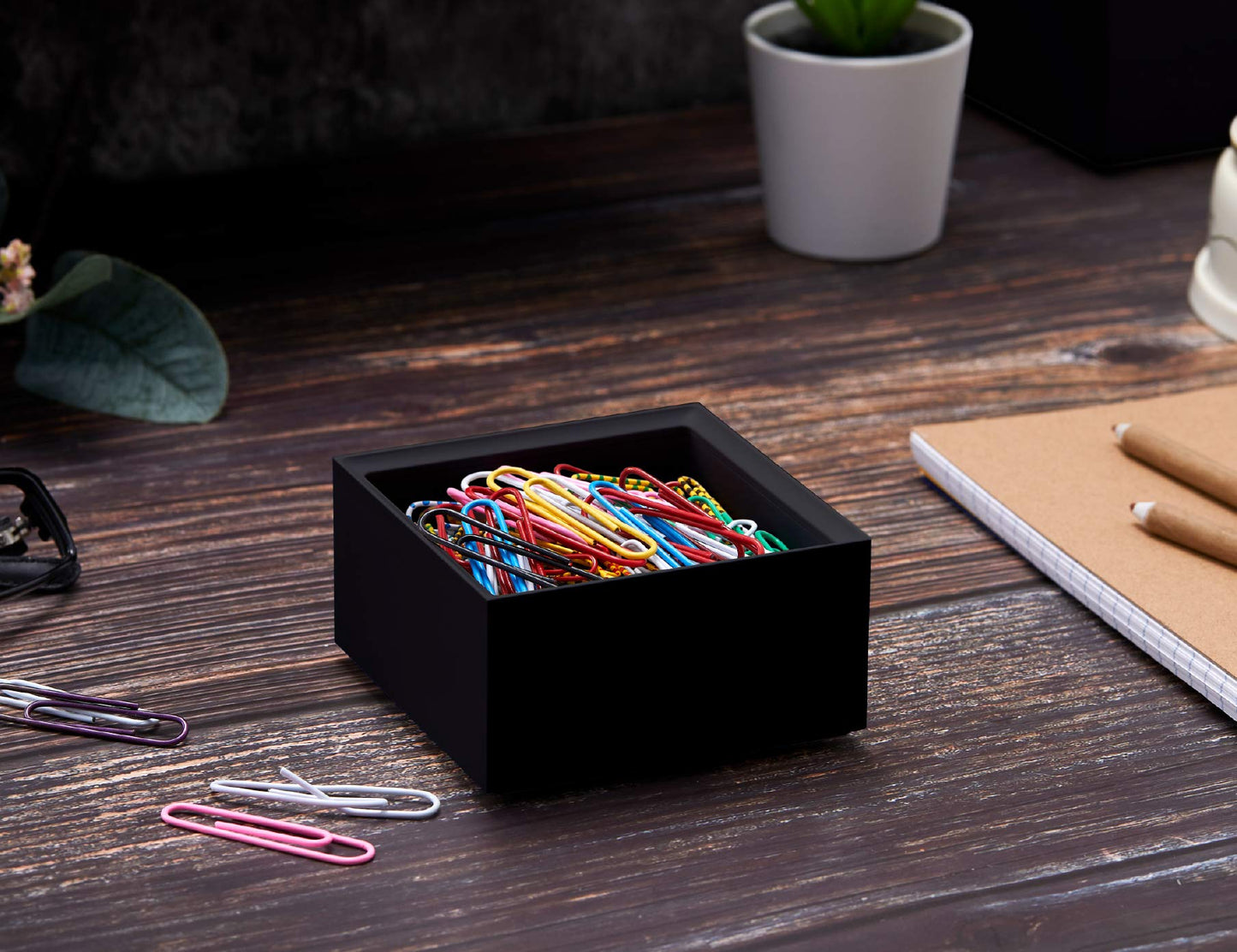 Bostitch Office Konnect Desk Organizer Accessory Tray & Storage Cup Bundle, Stacks for Desktop Storage,Makeup Organization, Black