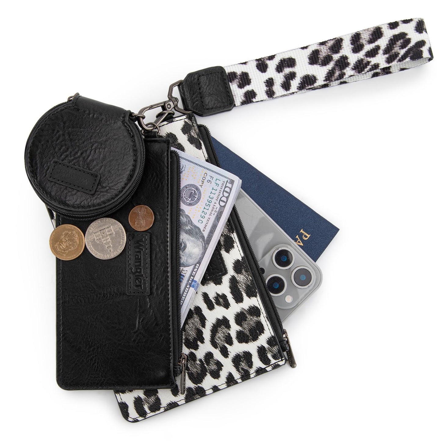 Montana West X Wrangler Wristlet Wallets for Women Dual Pouch Keychain Wristlet Wallet with Small Coin Pouch for Travel Sports Outdoors
