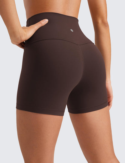 CRZ YOGA Butterluxe Biker Shorts 4" Hot Fudge Brown Medium
