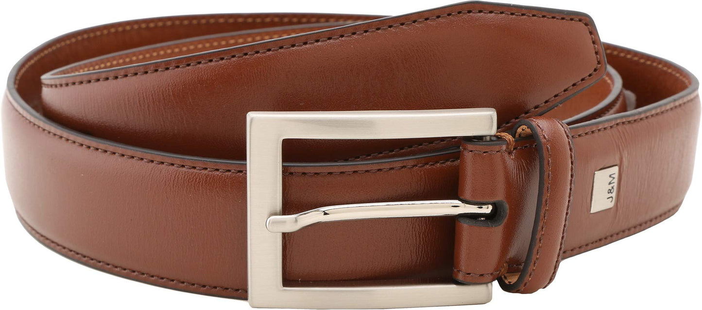 Johnston & Murphy Dress Belt - Belt for Men - Buckle Closure - Brushed-nickel Buckle Cognac 40 One Size