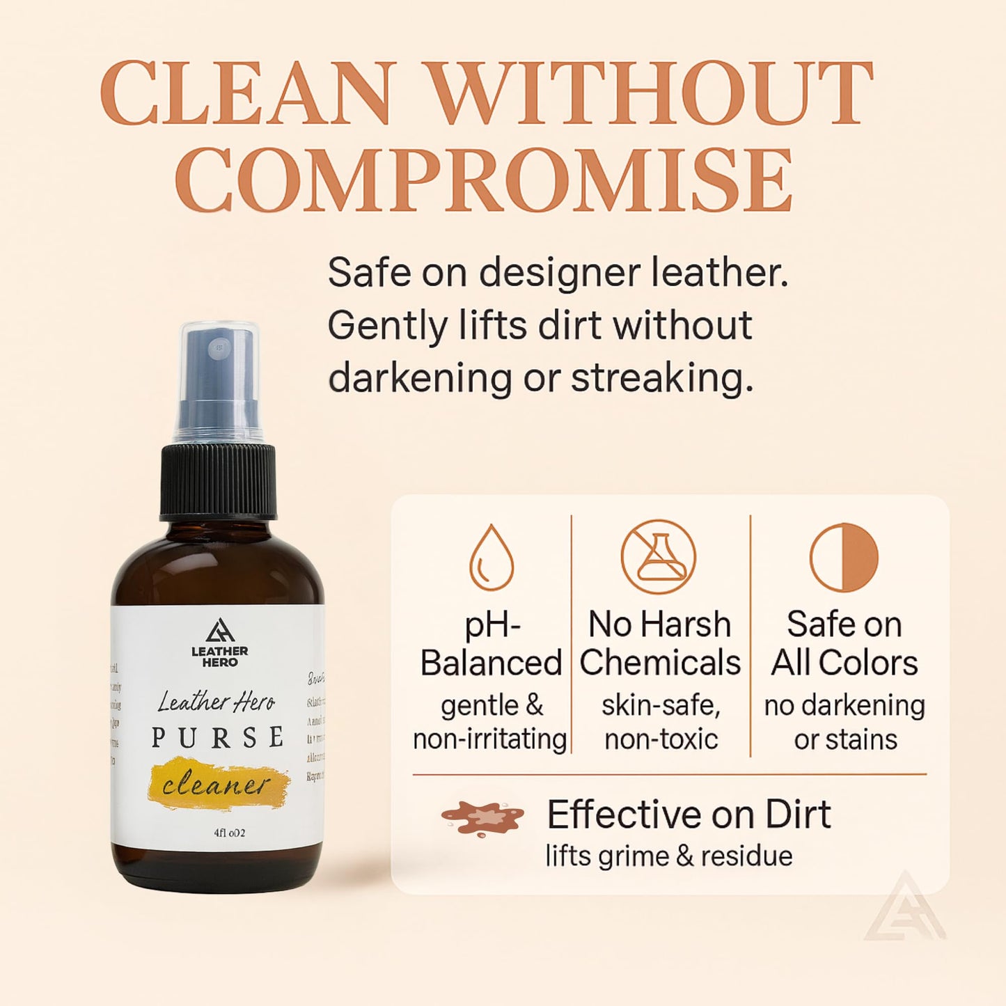 Leather Purse Cleaner & Conditioner Kit – 4pc Set with 4oz Cleaner, 4oz Conditioner, Microfiber Cloth & Applicator Sponge – Leather Bag & Handbag Care for Luxury Purses & Designer Bags