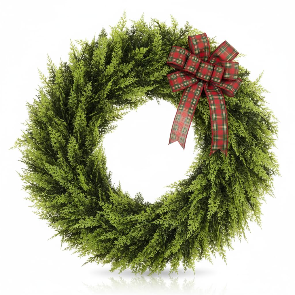 6 FT Christmas Cedar Garland, Real Touch Soft & Thickness Greenery Pine Garland for Mantle Table Fireplace Outdoor Indoor Christmas Decorcorations