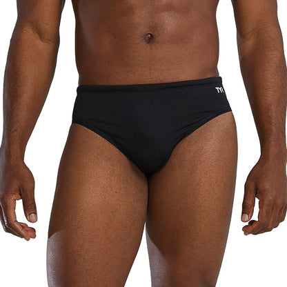 TYR Men's Durafast Elite Racer Brief Swimsuit, 28, Black