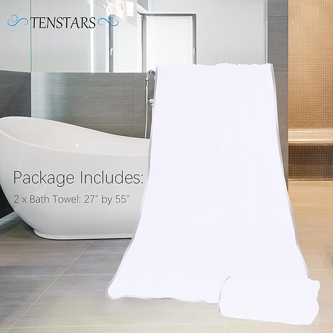 TENSTARS Silk Hemming Bath Towels