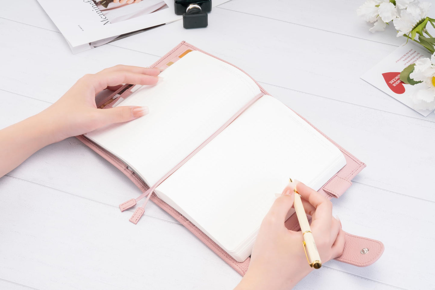 Premium Leather B6 Notebook Cover - Universal Fit for Stalogy, Midori MD, Leuchtturm1917 & More, with Pen Loop,Card Slots, Bookmarks & Back Pocket