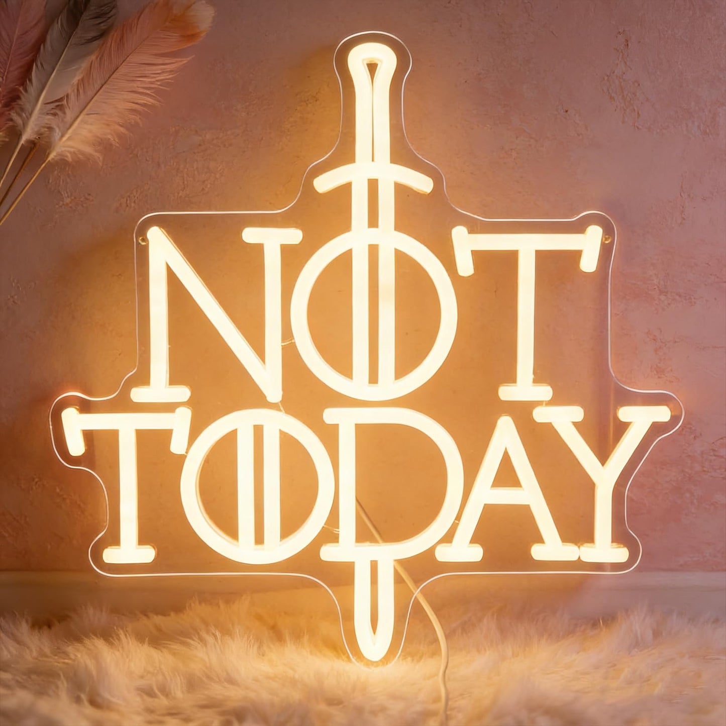 Not Today Neon Sign Anime Sword Neon Light for Wall Decor Anime Game Led Sign Kids Gift Bedroom Party Dorm for Man Cave Living Room Christmas Party