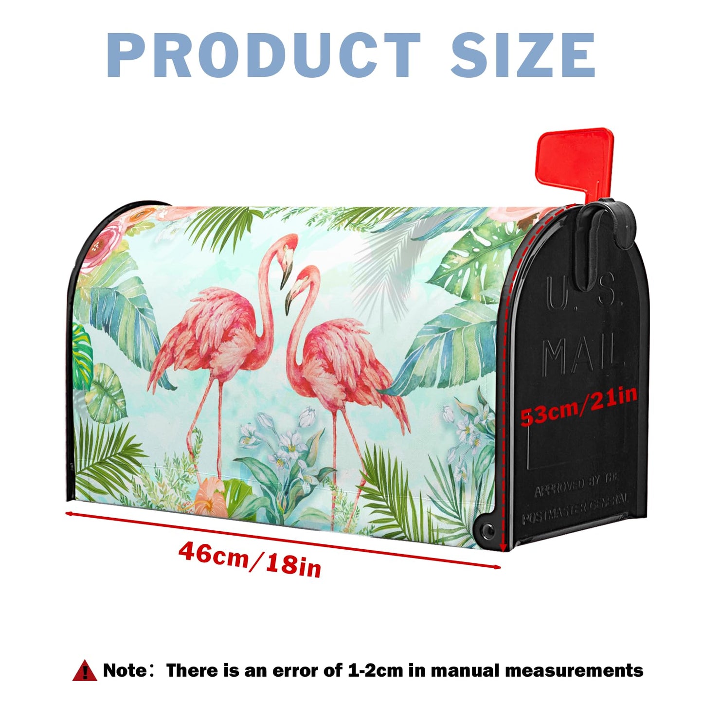 Summer Mailbox Covers Flamingo Flowers Tropical Mailbox Cover Post Letter Box Cover for Garden Standard Size 21x18 in Mail Box Wraps for Yard Home Decor