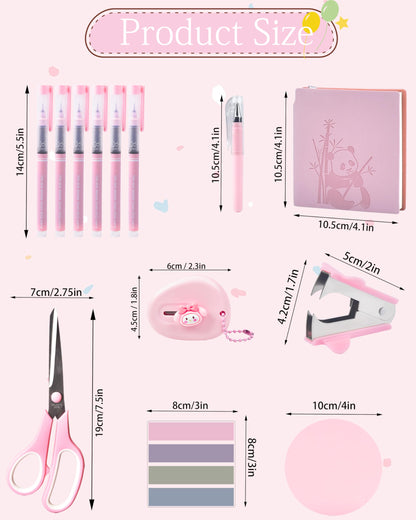Pink Desk Accessories, Pencil case, Stapler, Pen and a Lot of Office Pink Office Supplies Beautifully Presented in a Gift Box