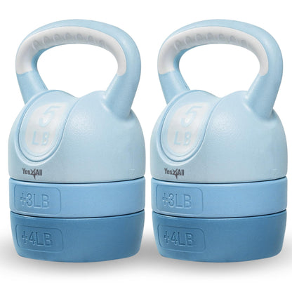 Yes4All Adjustable Kettlebell Pair – 12lb Teal Home Gym Set, Compact Weight Training Gear for Women – Adjustable Kettlebell & Strength Weight Set