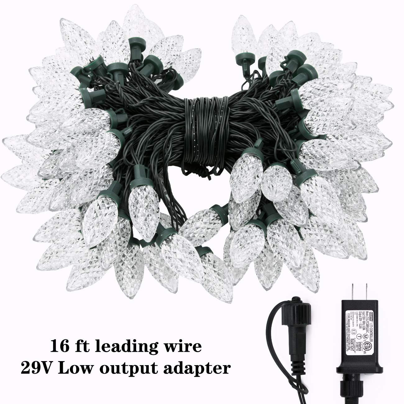 AWQ 100LED 81 FT C9 Christmas String Lights Plug in Fairy Twinkle String Lights 8 Modes Timer Function Waterproof Extendable for Indoor Outdoor Wedding Party Christmas Decoration (100, Warm White)