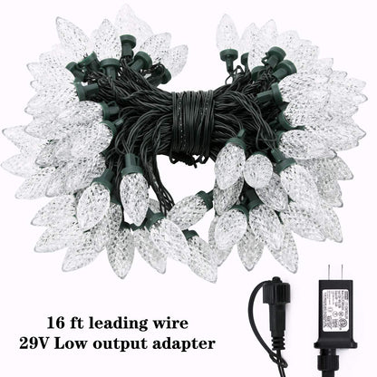 AWQ 100LED 81 FT C9 Christmas String Lights Plug in Fairy Twinkle String Lights 8 Modes Timer Function Waterproof Extendable for Indoor Outdoor Wedding Party Christmas Decoration (100, Warm White)