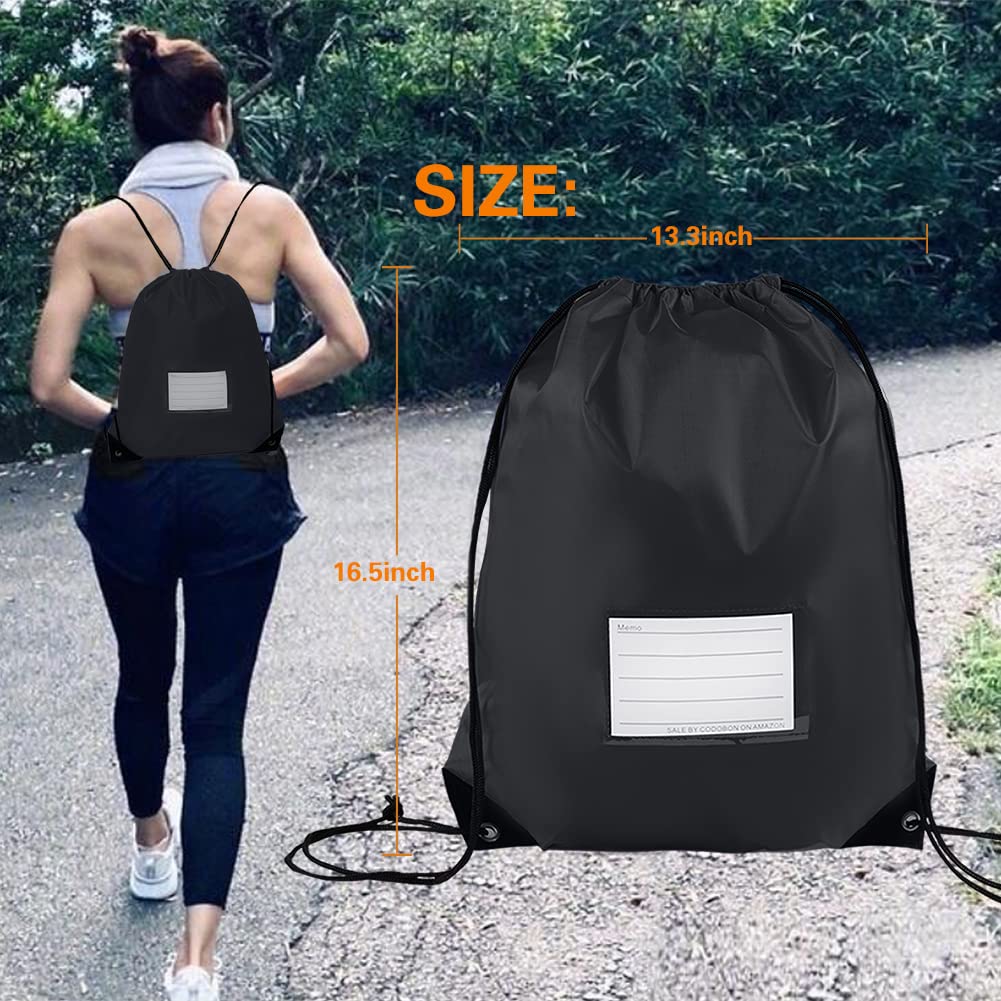 CODOBON 50 Pack Drawstring Bags,Bulk Draw String Backpack, DIY Gym Sports Cinch Bag Sackpack for Women Men, Black
