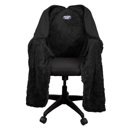 The Original Office Chair Blanket by SnuggleBack; Cozy Comfy Office Desk Chair Wrap Attaches for Hands-Free Warmth. Stay Warm In The Winter or Summer. (Black Pattern Fleece)
