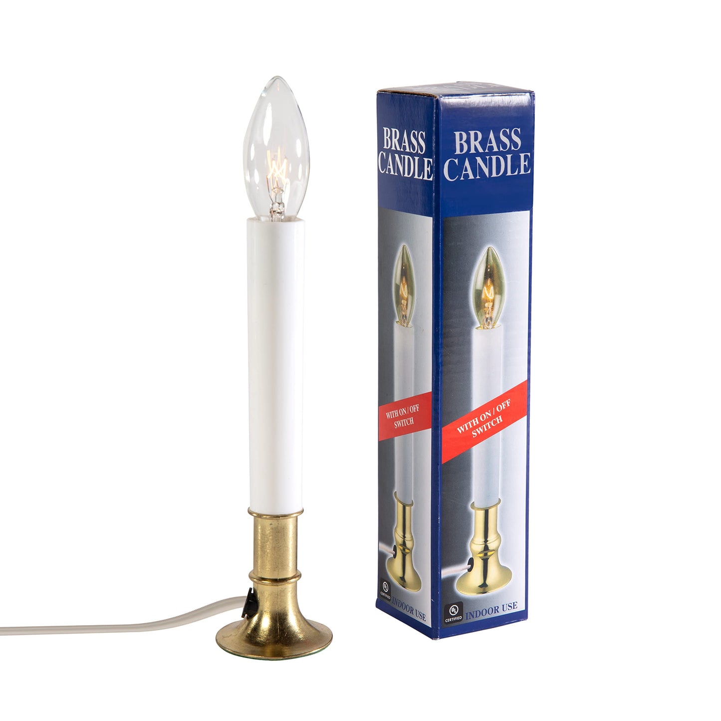 Creative Hobbies® Pack of 6 Electric Window Candle with On/Off Switch, Incandescent Light Bulb, Brass Plated Base, Ready to Use (Original)