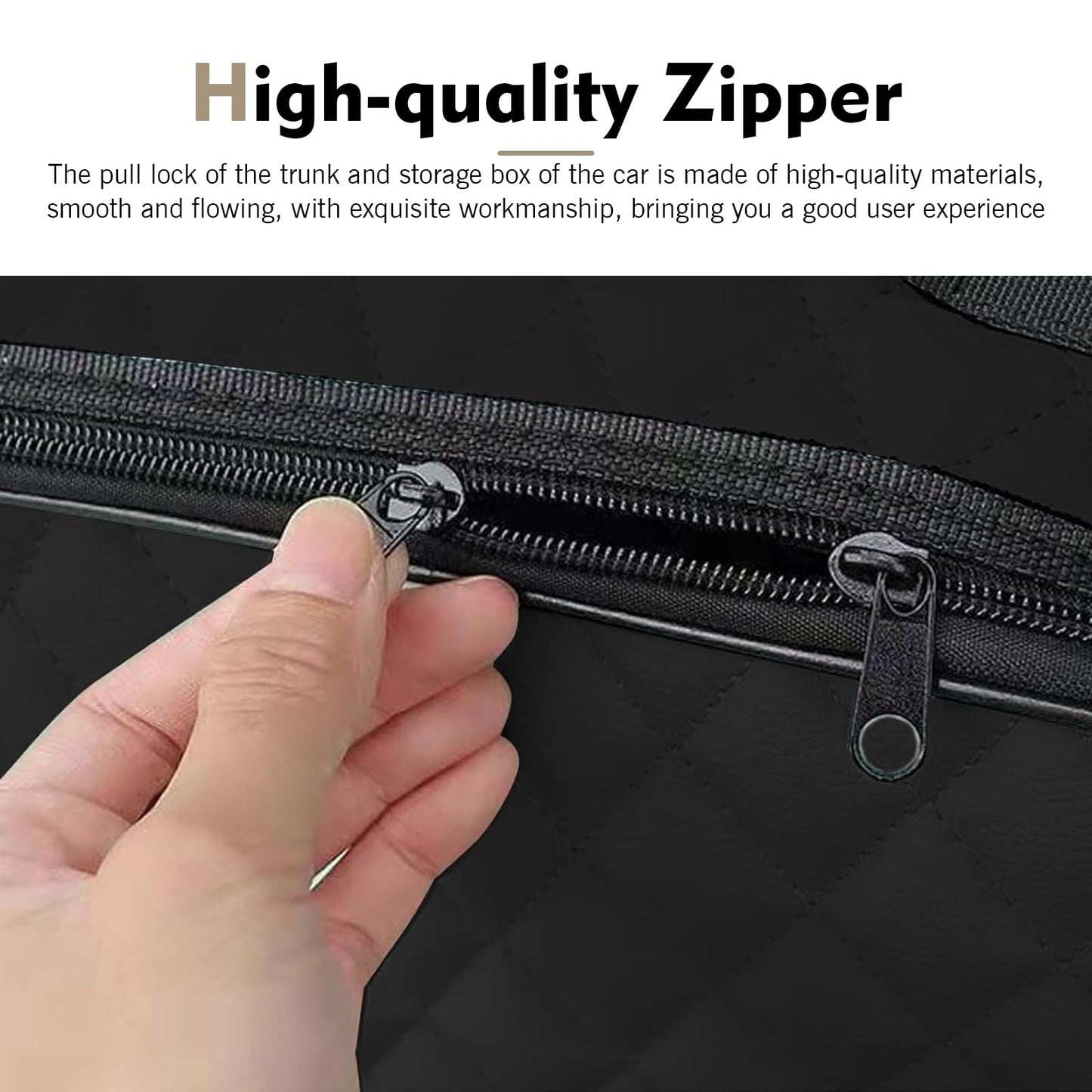 Foelony Car Jumper Cable Bag, 12.6In Leather Waterproof Tools Cable Bag, Portable Car Trunk Storage & Organizer for EV Charging Cord, Hoses, Universal for Road Trip Garage