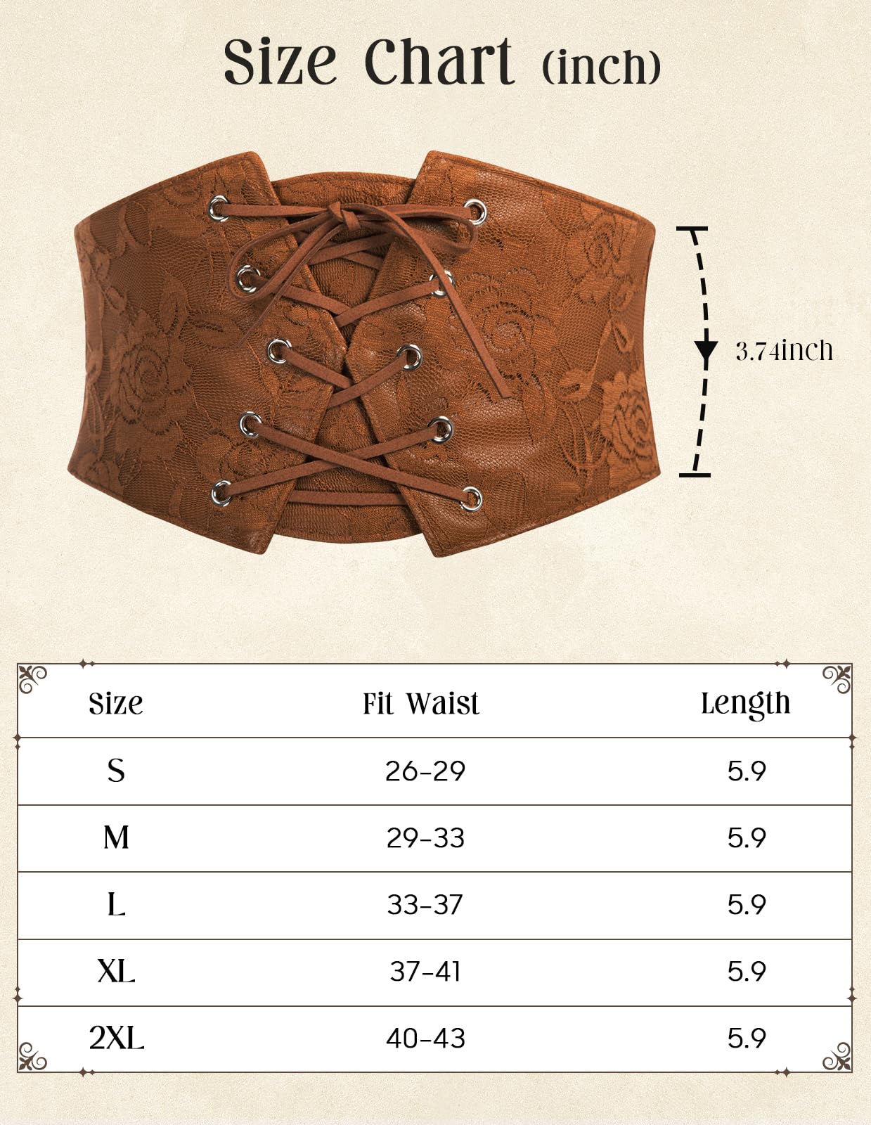 GRACE KARIN Women's Elastic Wide Waist Belt Renaissance Pirate Corset Cinch Belt Cosplay Costume with Press Button Coffee M
