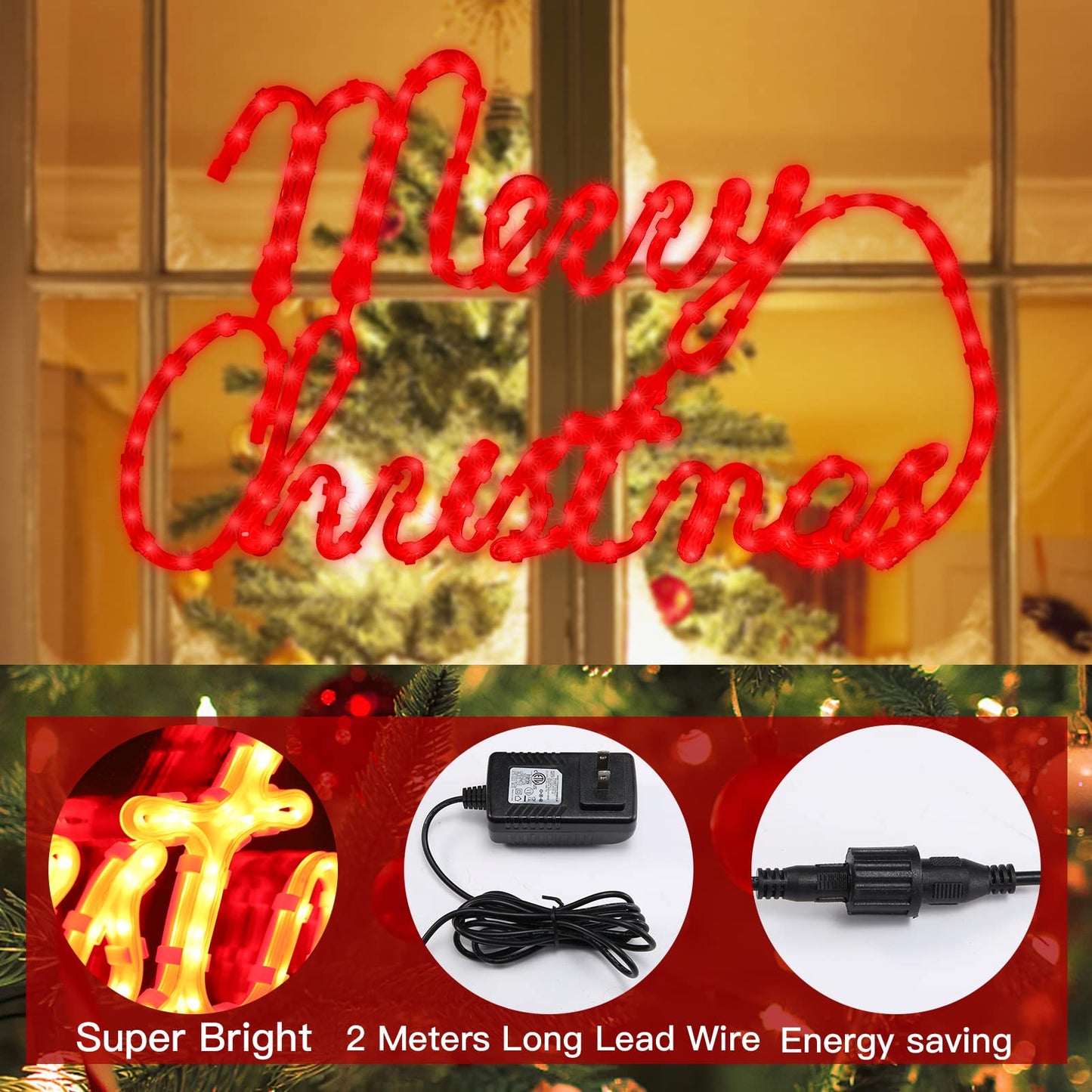 Xmasnova 24 Inch Christmas Window Silhouette Lights,Merry Christmas Window Silhouette Lights,Double Side Lamp Decoration for Holiday Indoor Wall Door Glass Decorations