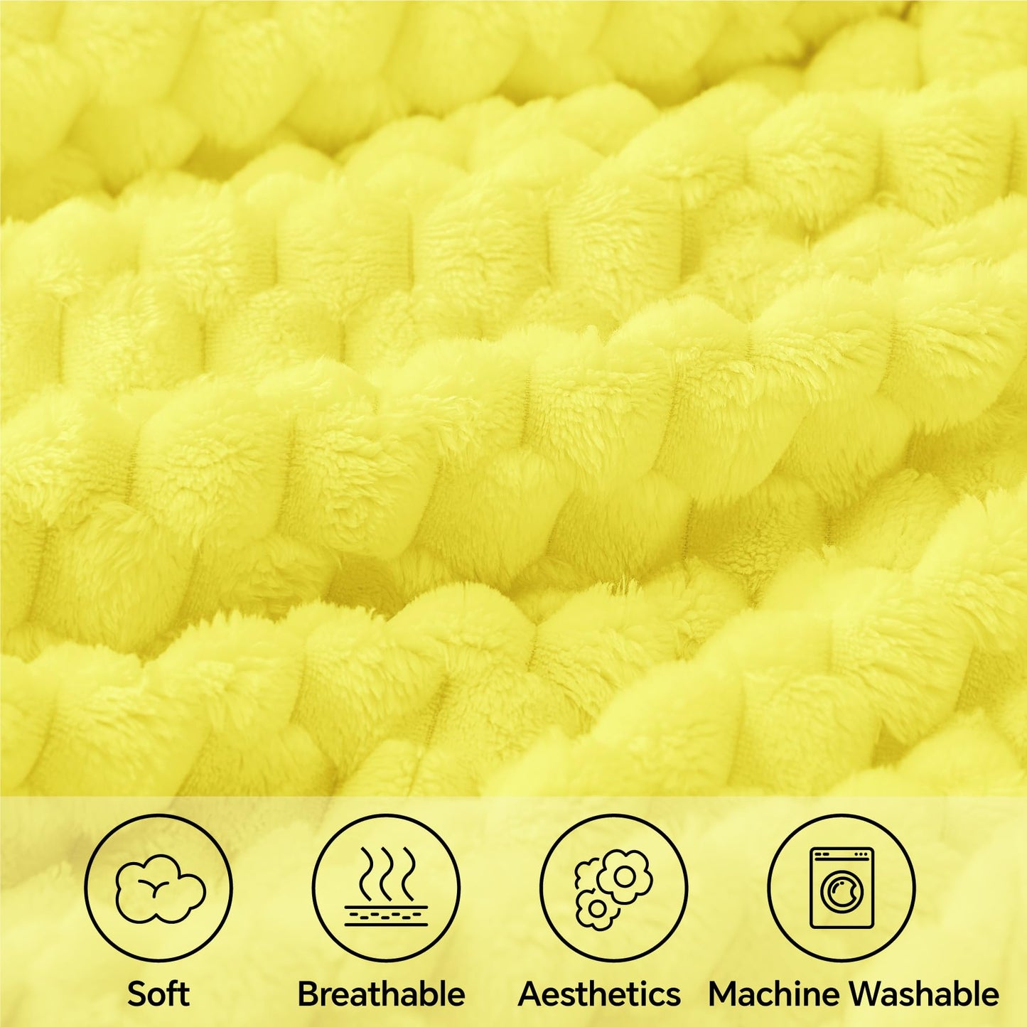 BEDELITE Fleece Throw Blanket for Couch & Bed - 3D Jacquard Decorative Amber Yellow Blanket, Super Soft and Cozy Warm Fuzzy Blanket All Seasons Suitable, 50x60Inches