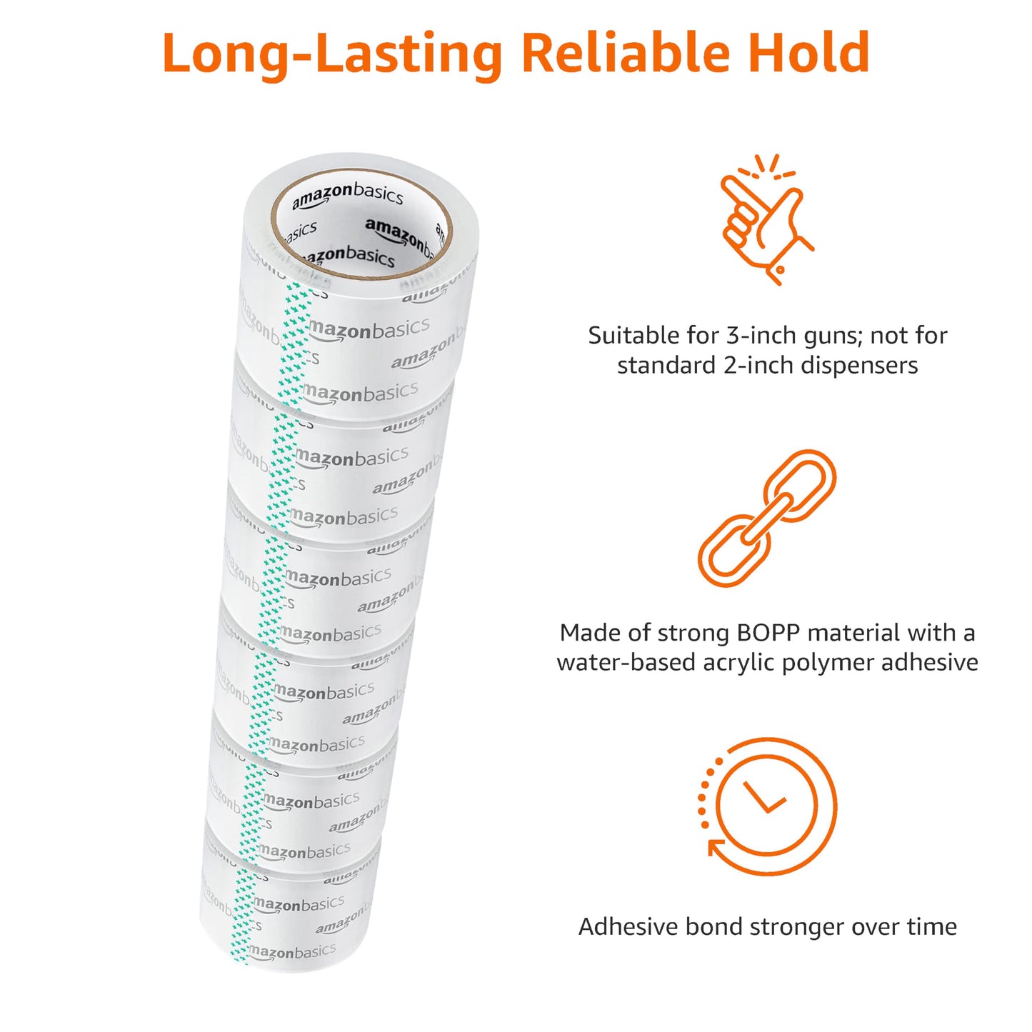 Amazon Basics Extra-Wide Packing Tape for Moving, Storage, Shipping and Sealing Boxes, Crystal Clear, Low Odor, 2.83" x 54.6 Yards, 6-Pack