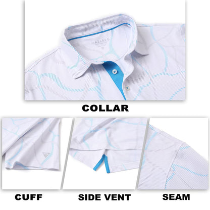 M MAELREG Golf Shirts for Men Dry Fit Print Patterns Performance Moisture Wicking Mens Polo Shirts Short Sleeve