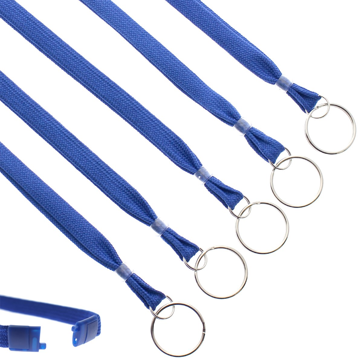 Specialist ID Bulk 100 Pack - Heavy Duty Breakaway Lanyards for Keys and ID Badges with Key Chain Split Ring - Break-Away Clasp and Keychain Keyring/Badge Holder Attachment (Royal Blue)…